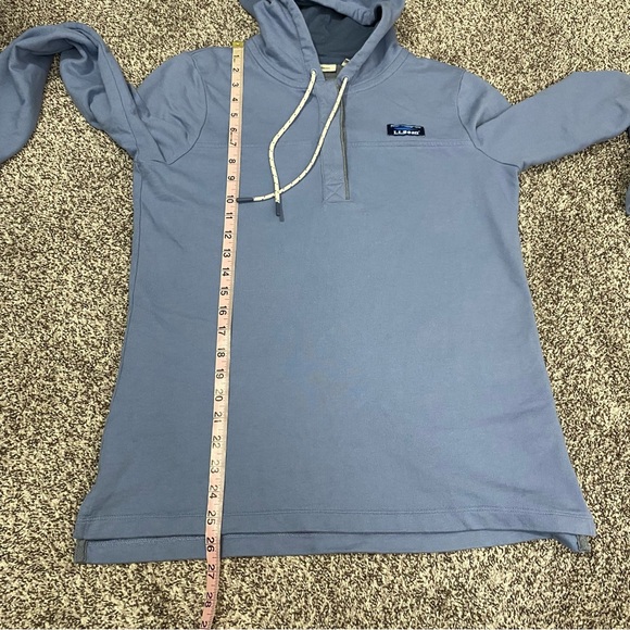 LL Bean Blue 1/4 Button Up Pullover Hoodie Sweatshirt Women’s Small - Picture 7 of 7